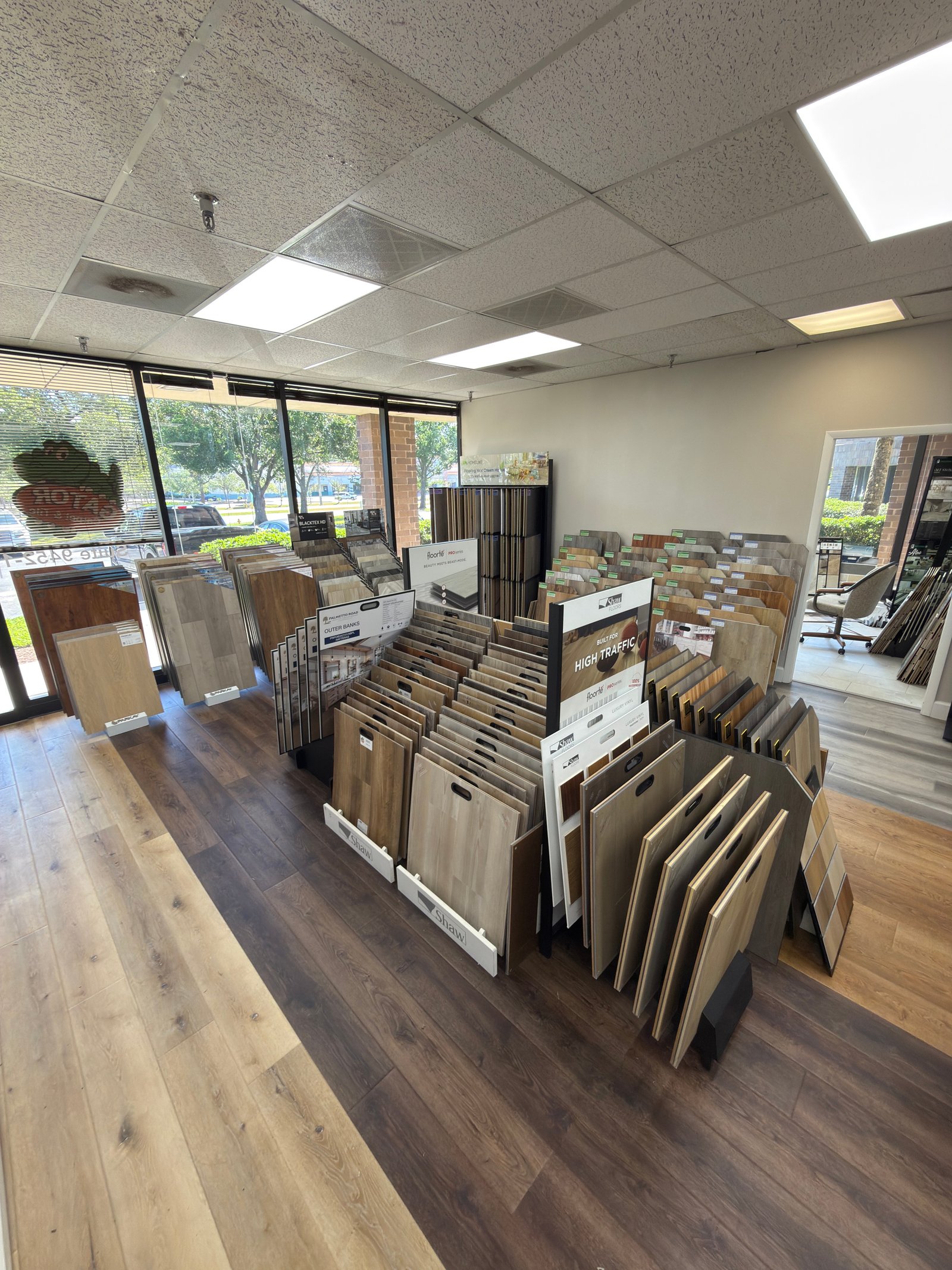 Luxury vinyl plank samples in the Gator Carpet and Tile Jacksonville showroom